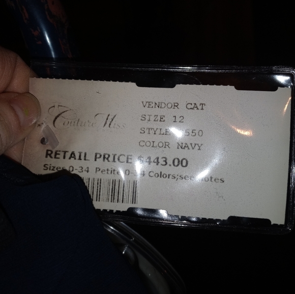 Size 12 Navy Strapless rhinestone embellished formal dress - Picture 2 of 3